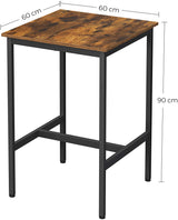 Table haute carrée "Ovaro" métal bois