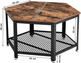 Table basse hexagonale "Kobé" métal bois