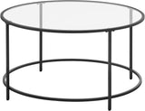 Table basse ronde industrielle "Reinosa" métal verre